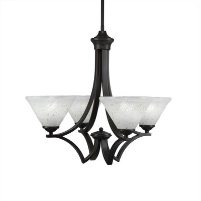 Toltec Lighting Zilo 4 - Light Chandelier in  Dark Granite with 7" Gold Ice Shade