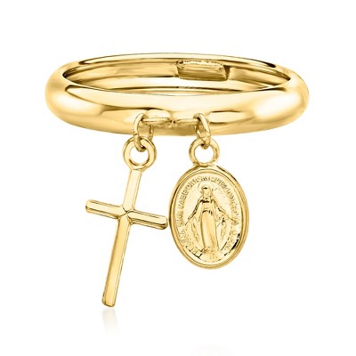 Ross-Simons Italian 14kt Yellow Gold Religious Charm Ring