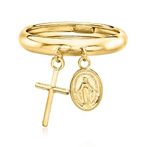 Ross-Simons Italian 14kt Yellow Gold Religious Charm Ring - 1 of 4