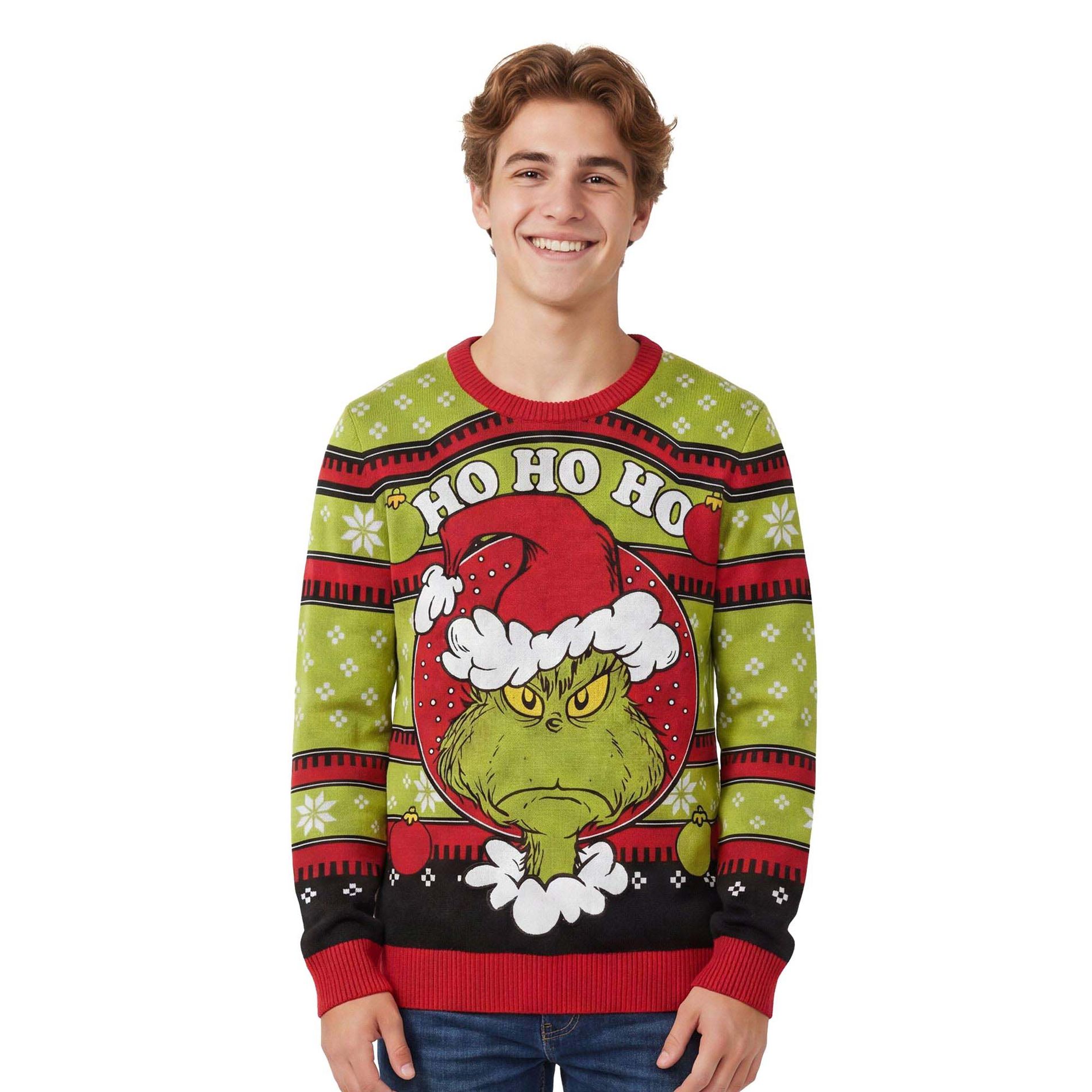 The Grinch Mens Ho Ho Ho Santa Grinch Ugly Christmas Sweater