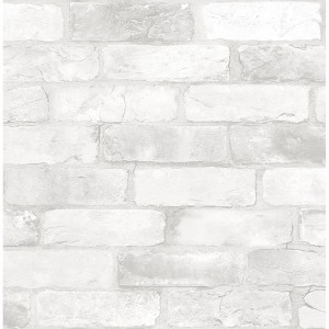 Brewster Loft Brick Peel & Stick Wallpaper White: NuWallpaper Removable Textured Sticky Vinyl, Classic Pattern, 30.75 Sq Ft Coverage - 1 of 4