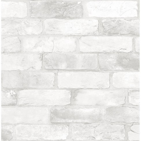 Brewster Loft Brick Peel & Stick Wallpaper White : Target