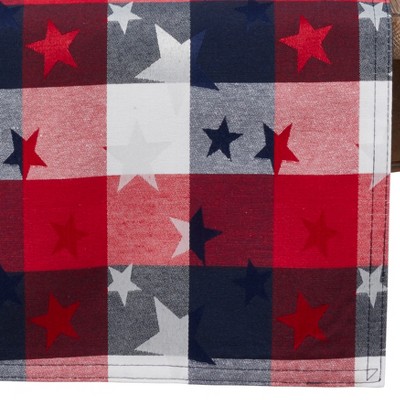 Patriotic Red, White, and Blue Fabric Rectangular Tablecloth