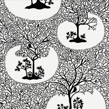 Magical Forest Classic Black and White Trees Trail Paste the Wall Wallpaper