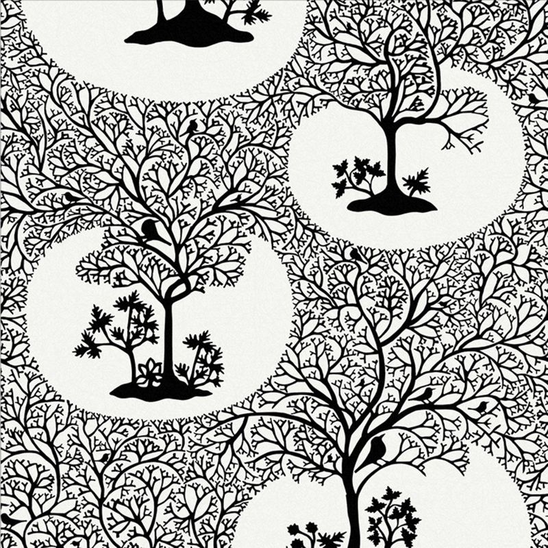 Magical Forest Classic Black and White Trees Trail Paste the Wall Wallpaper, 1 of 5
