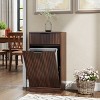 19" Tilt-Out Trash Can Cabinet with Drawer, 10-Gallon Wooden Garbage Bin with Wave-Textured Front for Kitchen Bathroom-3irtyhousy - 2 of 4