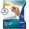 Avery Print & Apply Clear Label Dividers w/White Tabs 12-Tab Letter 5 Sets 11429 - 2 of 4