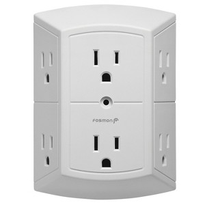 Fosmon 6-Outlet Grounded Wall Tap Adapter, [ETL Listed] 3-Sided Multi Plug Wall Outlet Extender, Power Adapter for Indoor Electrical Outlets - 1 of 4