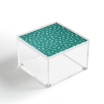 Ninola Design Small Leaves Botanical Pine Green 4" x 4" Acrylic Box - Deny Designs