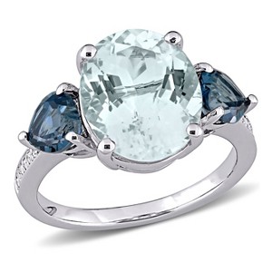 EVERLY JEWELRY | Sterling Silver 5 1/6 CT TGW Ice Aquamarine, London-Blue Topaz and Diamond-Accent 3-Stone Ring - 1 of 4