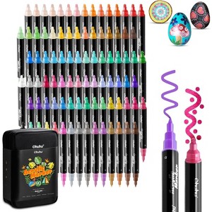 Ohuhu Acrylic Paint Pens 90 Colors: Dual Tips (Round & Fine) Acrylic Markers High Opacity Paint Markers Waterproof Lightfast - Kakaako - 1 of 4