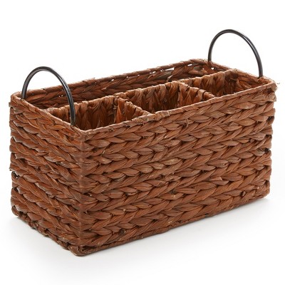 Farmlyn Creek 2 Pack Decorative Water Hyacinth Storage Baskets With 3  Compartments For Bathroom, Laundry Room, Nursery : Target