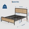 Rattan Full Size Bed Frame with Headboard and Footboard, Boho Bed Frame with Heavy Duty Sturdy Steel Slat Support, No Box Spring Needed, Noise Free - 2 of 4