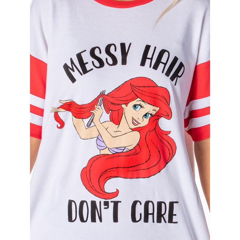 Disney Womens' The Little Mermaid Ariel Nightgown Pajama Shirt Dress White, 3 of 5