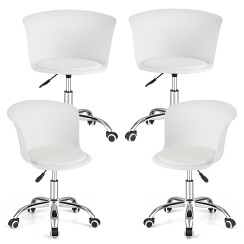 Tangkula Computer Desk Chair Adjustable Office Chair Swivel Vanity Chair  White