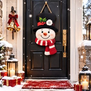 Christmas Snowman Wooden Welcome Sign for Front Door, Winter Hanging ...