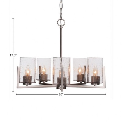 Toltec Lighting Atlas 5 - Light Chandelier in  Graphite with 4" Clear Bubble Shade