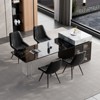 Racxily?2-Pack Black PU Leather Dining Chairs - Diamond Stitch Ergonomic Design w/Iron Frame - 3 of 4