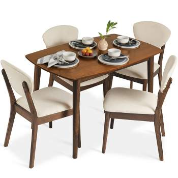 Best Choice Products 5-Piece Compact Wooden Mid-Century Modern Dining Set w/ 4 Chairs, Padded Seat & Back