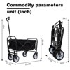 RISOKEYS Foldable Beach Wagon Cart-Lightweight & Collapsible Design with All-Terrain Wheels Load Bearing 225lbs for Camping,Outdoor - 3 of 4