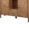 Pascaline 47" Kitchen and Dining Cabinets Gray Fabric, Rustic Brown and Oak - Acme Furniture: Wood Sideboard Buffet with Drawer & Shelves - 3 of 4
