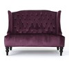 Velvet Modern Glam Wingback Loveseat Sofa with Button Tufted Diamond Stitch and Turned Legs for Living Room - 2 of 4