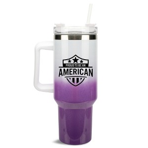 100 North Proud To Be An American Flag Shield Wrap-Around 40 Oz. Stainless Steel Water Bottle Coffee Mug, Spill & Leak Resistant, Travel Tumbler with - 1 of 4