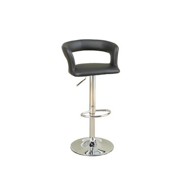 Poundex,Adjustable Height & Swivel Barstool in Black Faux Leather
