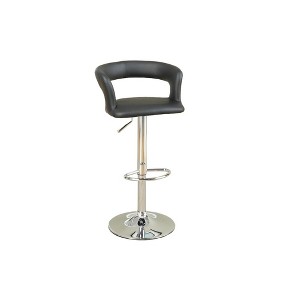 Poundex,Adjustable Height & Swivel Barstool in Black Faux Leather - 1 of 4