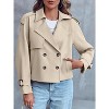 Imily Bela Womens Cropped Double Breasted Trench Coat with Raglan Sleeves and Pockets for Office - 3 of 4