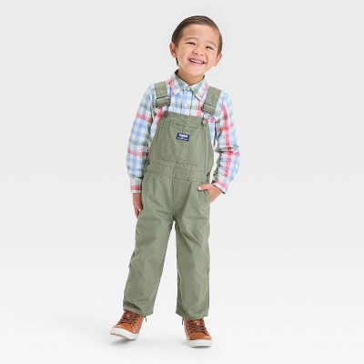 OshKosh B'gosh Toddler Boys' Plaid Lined Overalls - Olive Green 18M