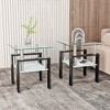 Ridstar Set of 2 Modern Coffee Table with Tempered Glass For Living Room-Transparent - 3 of 4