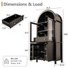 LOVSON 71''tall arched storage cabinet with adjustable shelves,built-in hidden drawers, and glass doors,Suitable for kitchen, living room, ,Black - 3 of 4