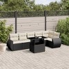 vidaXL 7 Piece Patio Sofa Set with Cushions Black and Cream Poly Rattan - 2 of 4