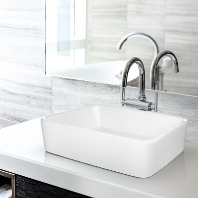 Miligore 19" White Ceramic Rectangular Above-Counter Bathroom Sink