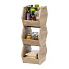 IRIS Stackable Wooden Storage Cube: Oak Decorative Storage Bins, 3 Baskets, 11" System Compatible, Brown, 27.13" Height - 3 of 4