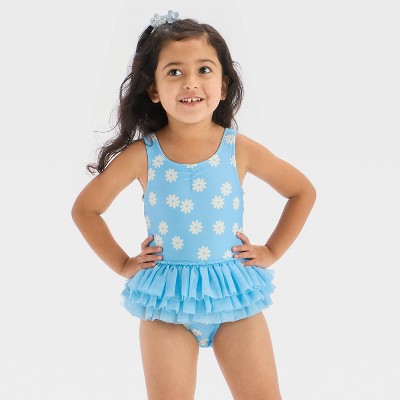 Toddler Girls' Tutu Printed One Piece Swimsuit - Cat & Jack™ Blue 5T