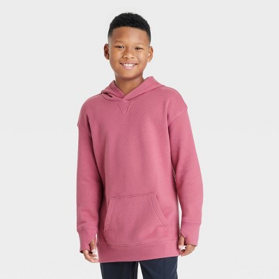 Boys' Fleece Hooded Sweatshirt All in Motion Ruby Red XS 4/5