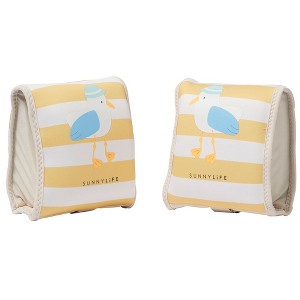 Sunnylife Kids Neoprene Arm Bands - Sid Seagull Mustard Stripe - Swim Floaties - 1 of 4