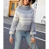 Womens Turtle Neck Pullover Sweater Snowflakes Lantern Sleeve Chunky Nordic Sweater Festive Christmas Sweater Oversized Winter Warm Tops - 3 of 4