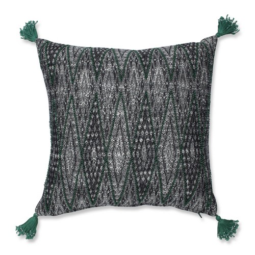 Zulu Square Throw Pillow Black/Green - Pillow Perfect