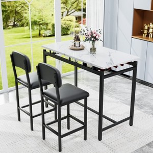 KTMBDW Dining Table Set, 3 Piece Dining Table Set with 2 Upholstered Chairs, Bar Dining Table and Chairs Set for Kitchen, Living Room - 1 of 4