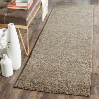 Brown Hand-Knotted Wool Runner Rug, 2'3" x 10'