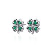 Slickblue Women's Sterling Silver Clover Stud Earrings, Four Leaf Design with Gemstones, Irish Style, Green, 0.43 Inch - 2 of 4