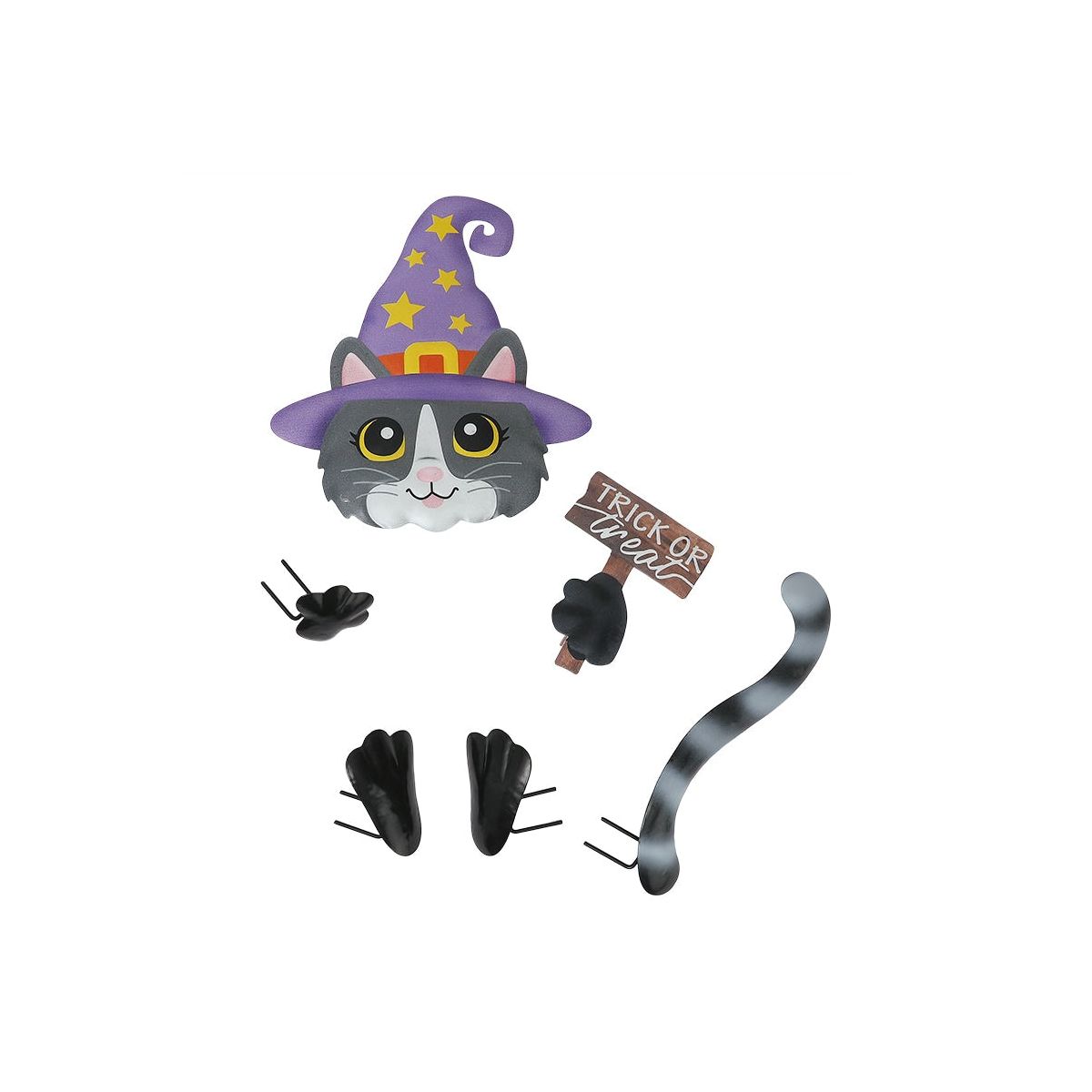 The Lakeside Collection Pumpkin Decorating Kits Metal In Cat Ghost Bird Or Skeleton Characters - - thumbnail 10