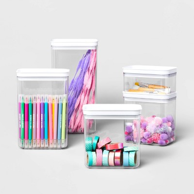 Brightroom 5pc Airtight Canister Set White - Brightroom™: Food Storage Containers, Stackable, Plastic, Kitchen Organization — фото 4