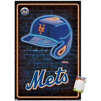 Trends International MLB New York Mets - Neon Helmet 23 Unframed Wall Poster Prints