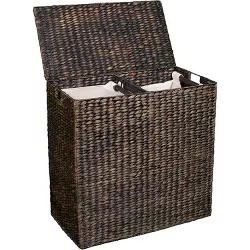 BirdRock Home Double Laundry Hamper with Lid and Divided Interior