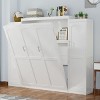 Queen Size Murphy Bed with Cabinets and Bookcase, Wall Bed with Storage Wardrobe and Foldable Platform Frame-Maison Boucle - 2 of 4