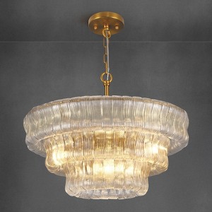 CityFurn 8/12-Light 24"/36" Modern Tiered Round Chandelier with Clear Glass - 1 of 4